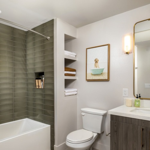 Model Bathroom at The Eden Apartments in Los Angeles, CA