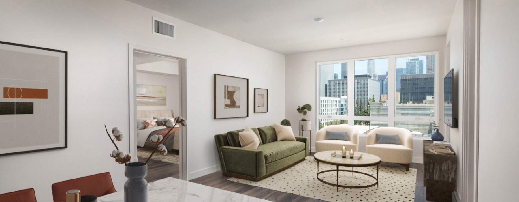 Living Room at the Eden apartments in Los Angeles