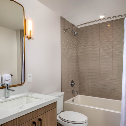 Model Bathroom at The Eden Apartments in Los Angeles, CA Model Bathroom at The Eden Apartments in Los Angeles, CA